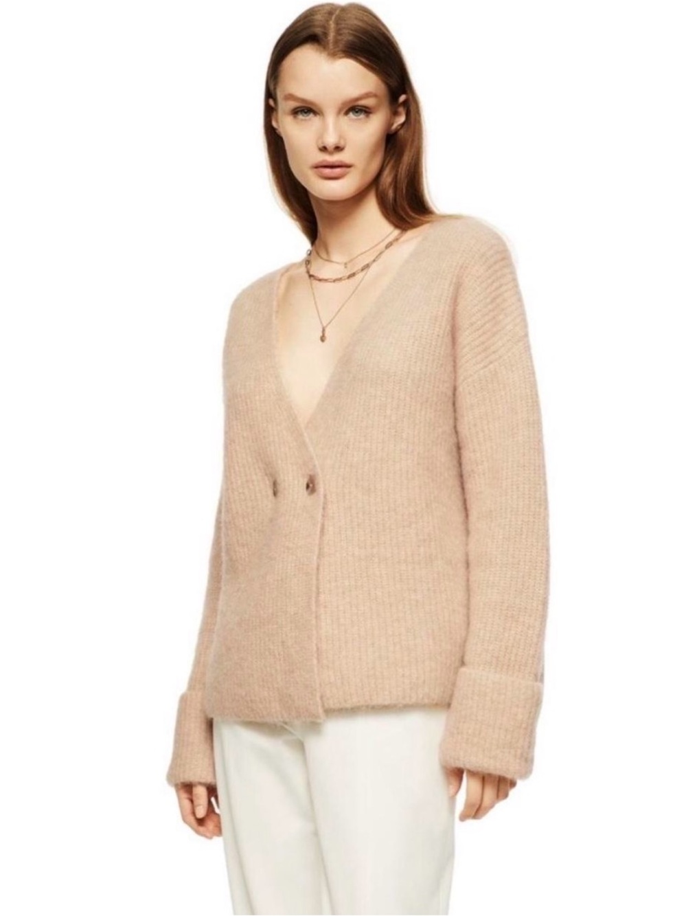 NWT Zara Alpaca Wool Blend V-Neck Buttoned Cardigan size S